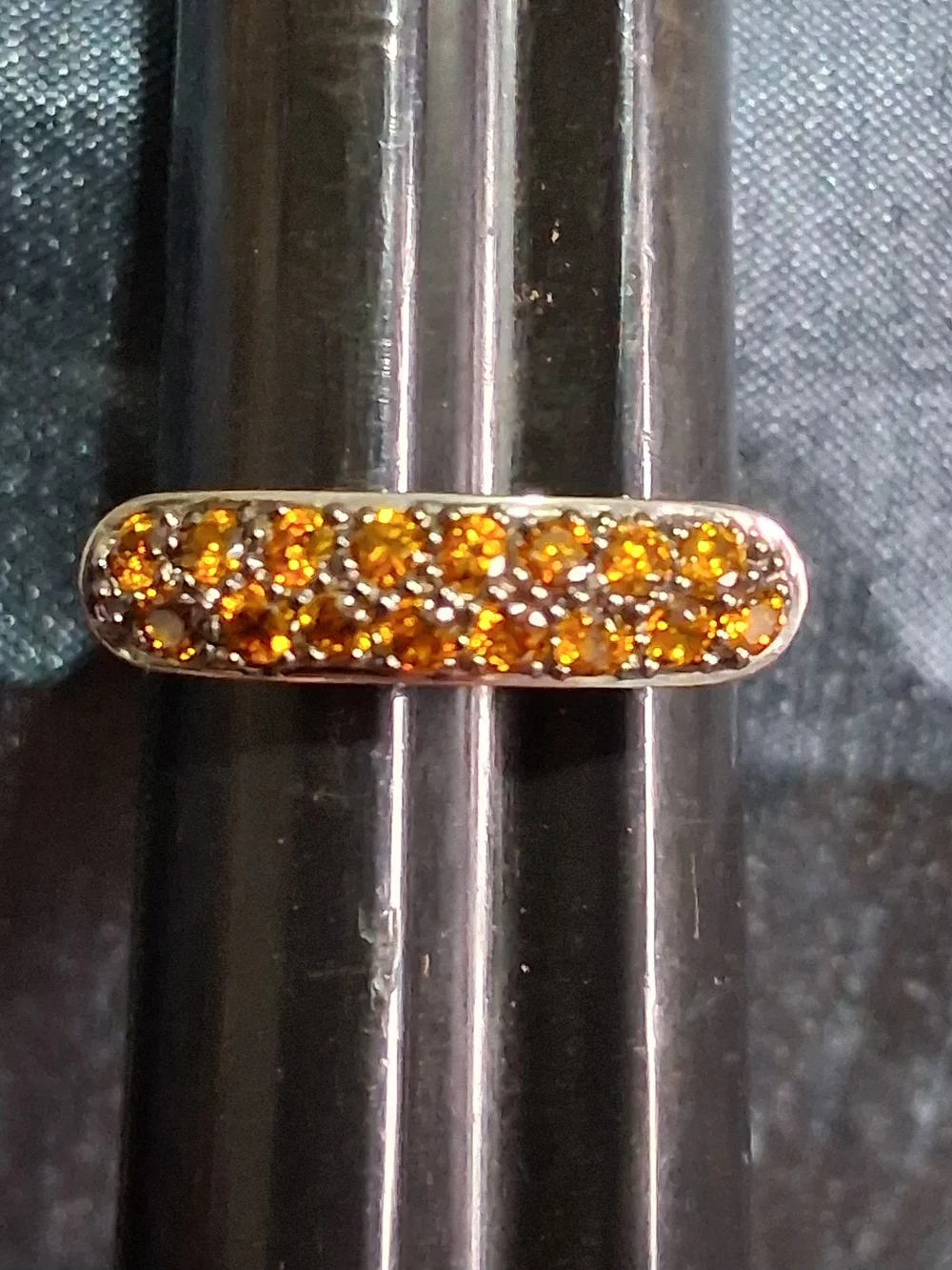Women's Amber Crystal Bar Ring in Sterling Silver Sz 8 Vintage Minimalist Trend